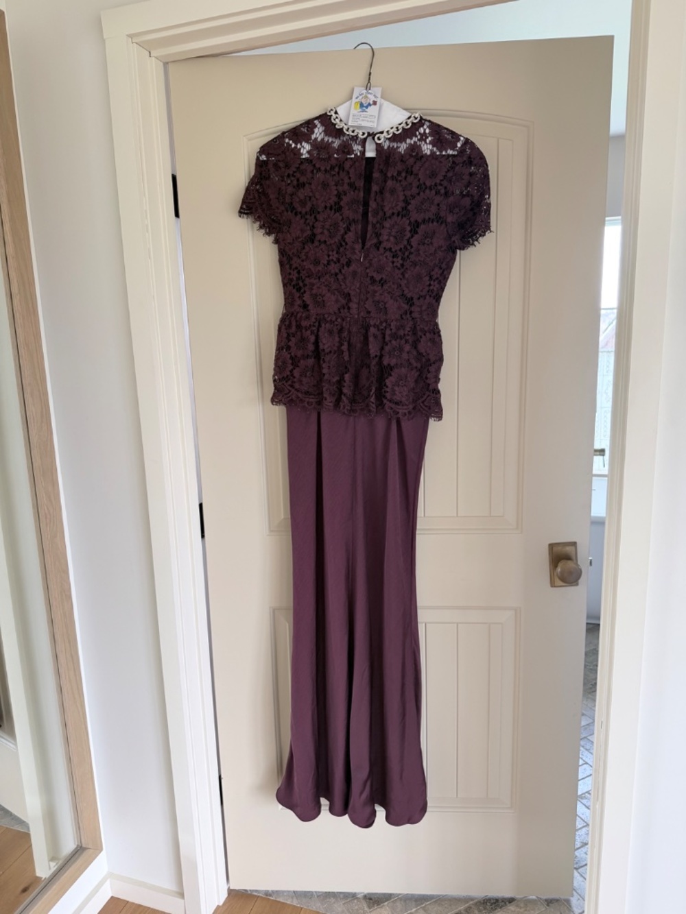 Self Portrait Bordeaux Lace Satin Maxi Dress - Picture 2 of 4